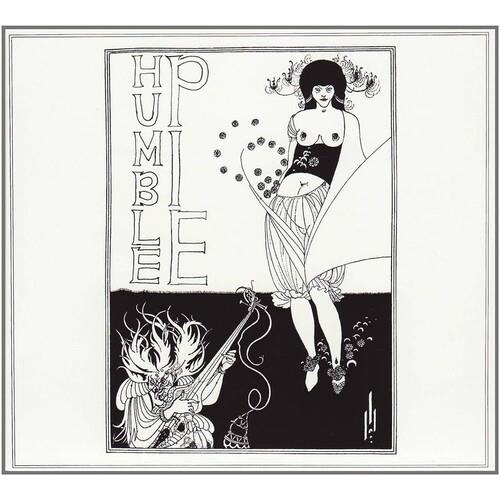 Black and white illustrated album cover featuring a woman in a corset and a figure playing a stringe