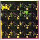 Grid of repeating band photos with neon green and yellow color effects on a black background