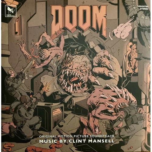 Vinyl LP cover featuring illustrated sci-fi monsters and soldiers in combat