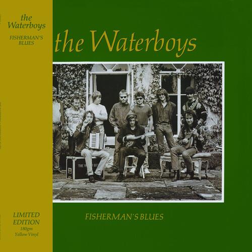 Green and yellow album cover featuring a black and white photo of a band with instruments