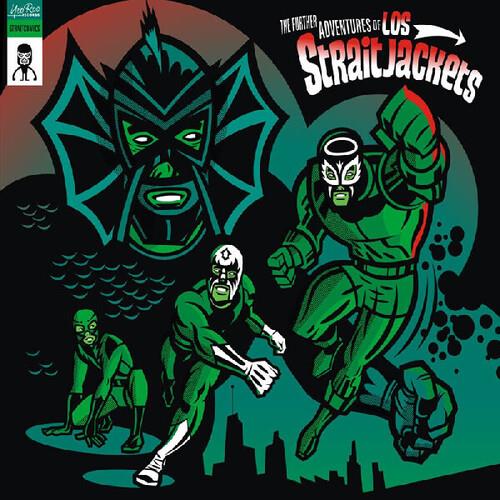 Green vinyl LP cover featuring four masked figures in wrestling masks and green outfits against a da