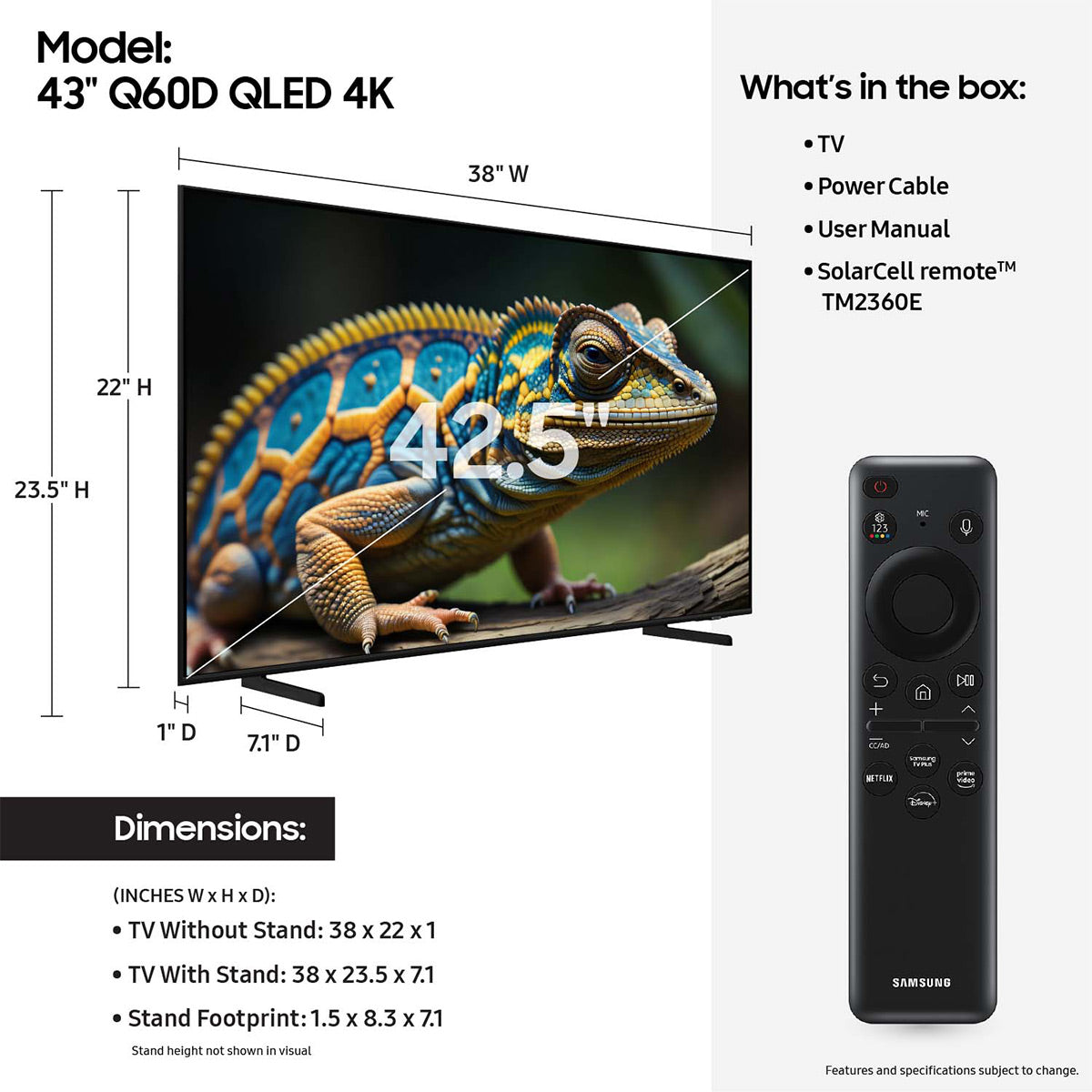 Samsung QN43Q60DA 43" 4K QLED Smart TV (2024)