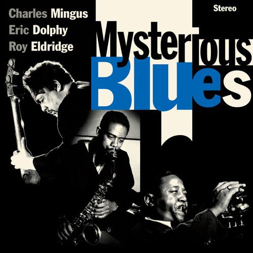 Black and white album cover featuring three jazz musicians playing bass, saxophone, and trumpet