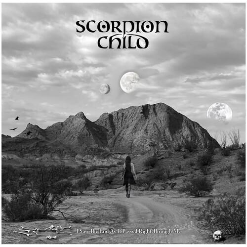 Black and white album cover art featuring a woman walking on a desert path toward mountains under th