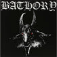 Black vinyl LP cover featuring a white goat head with red eyes and gothic lettering