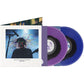 Purple and blue translucent vinyl records with a gatefold sleeve featuring a performer with colorful