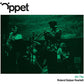 Green-tinted album cover featuring a jazz quartet performing on stage with saxophone and trumpet