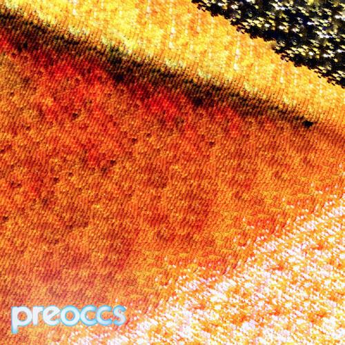 Yellow and orange textured vinyl record sleeve with a grainy abstract design