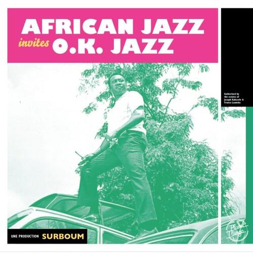 Vinyl LP cover featuring a man standing on a car roof against a pink and green background
