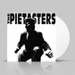 White vinyl record with black and white album cover featuring a silhouetted figure