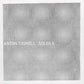 Minimalist album cover with a black and white halftone dot pattern and centered text