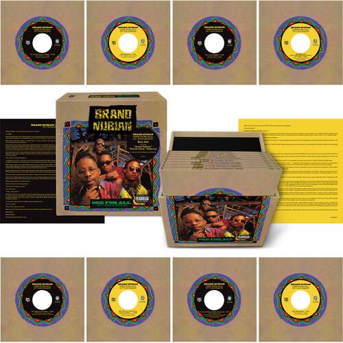 Brown cardboard box set with colorful illustrated sleeve and eight 7-inch vinyl records