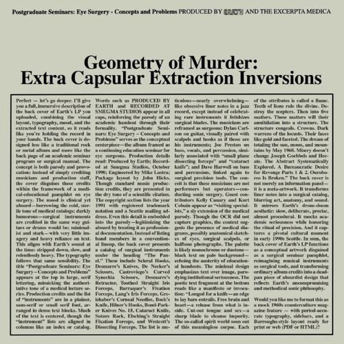 Geometry of Murder: Extra Capsular Extraction Inversions ( CRYSTAL CLEAR VINYL ) - Vinyl LP