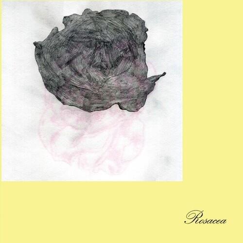 Vinyl LP cover featuring a dark textured rose illustration on a white and yellow background