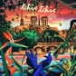 Vinyl LP cover with a colorful illustration of Notre Dame, tropical plants, and blue hands
