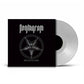Clear vinyl LP with black sleeve featuring a silver pentagram and goat skull design