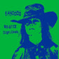 Green and blue vinyl album cover featuring a high-contrast portrait of a person wearing a wide-brimm