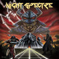 Vinyl LP cover featuring a horned demon above a futuristic fortress with two armed figures in the fo