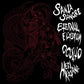 Black vinyl LP cover featuring red line art of a dragon and stylized white text