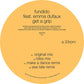 Orange vinyl record label with black text listing track titles and production credits