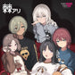 Anime-style vinyl LP cover featuring five illustrated characters in casual hoodies and sweaters