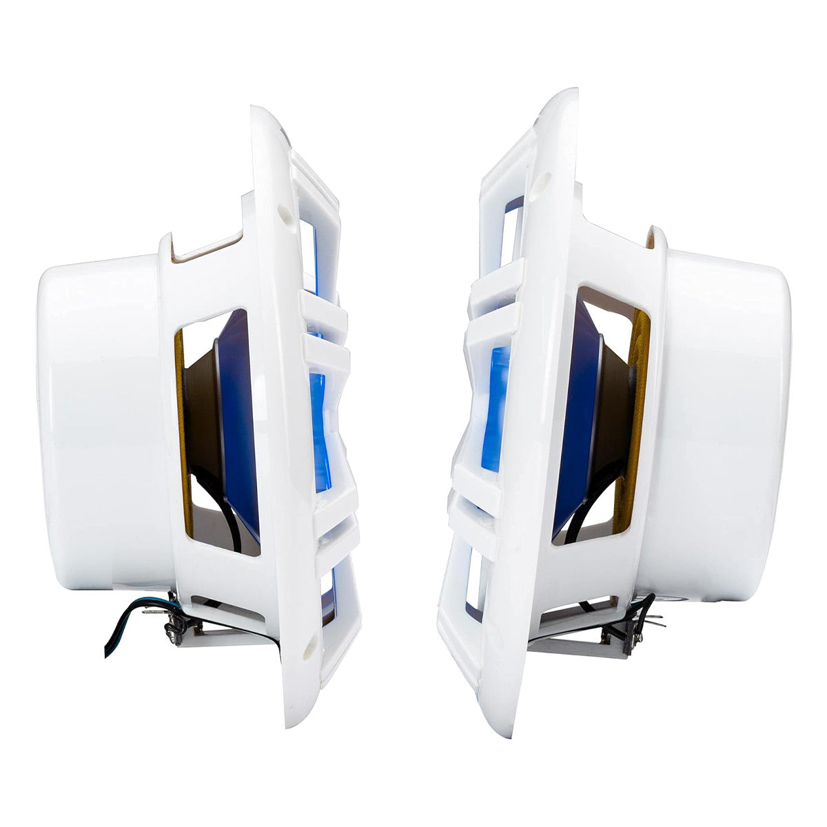 Kicker 49KM604WL 6.5" Marine Coaxial Speaker with Blue LED Lighting - Pair (White)