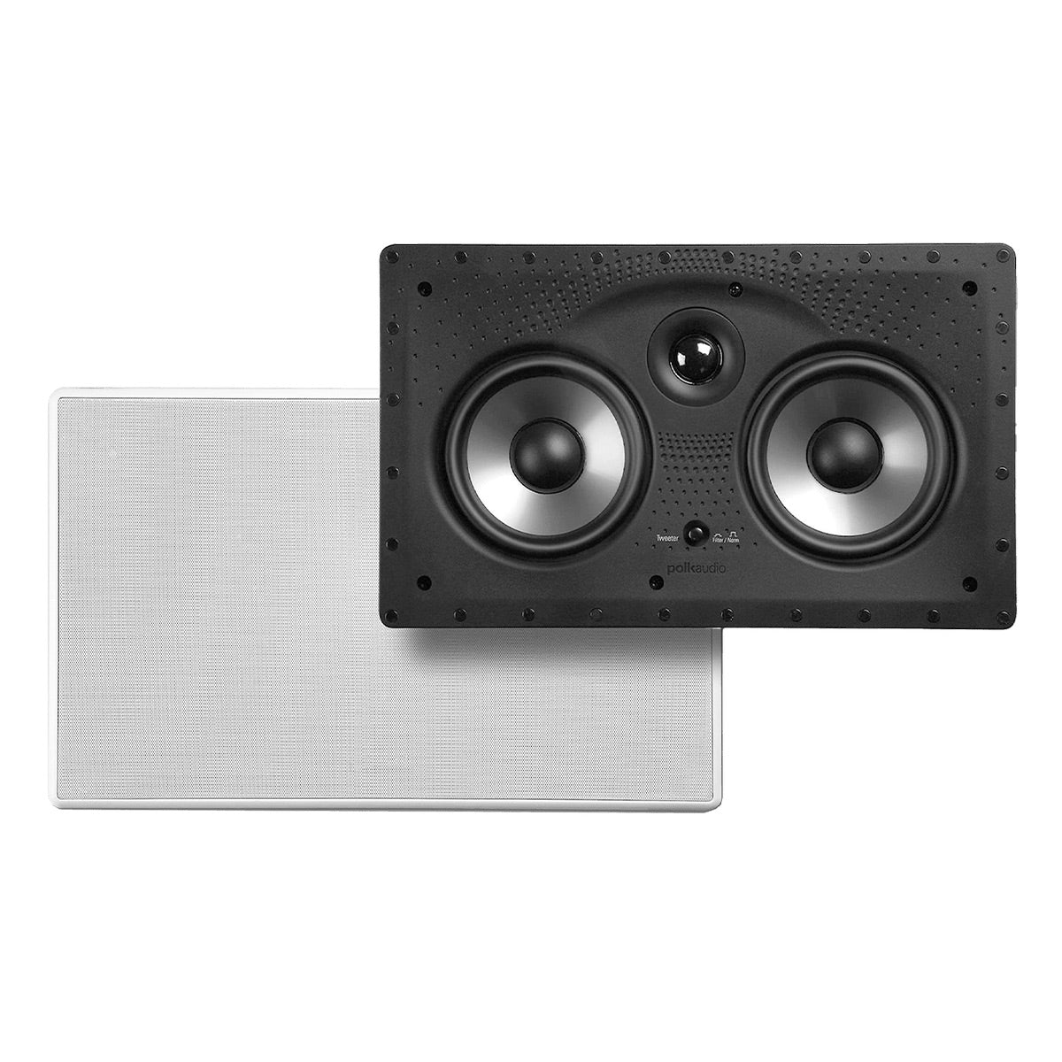 Polk Audio 265-RT 3 Way Vanishing In Wall Speakers and 255c-RT Center Channel Speaker Bundle (White)
