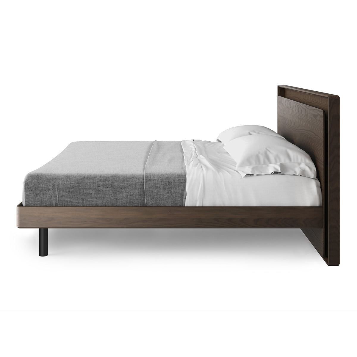 BDI Up-LINQ 9119 King Size Bed with Dual-Level Headboard, Dimmable Accent Lighting, and Integrated Power Stations (Toasted Oak)