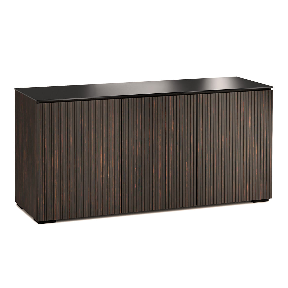 Salamander Chameleon Collection Manhattan 337 Triple AV Cabinet (Maro Ebony Doors and Sides, Black Glass Top)