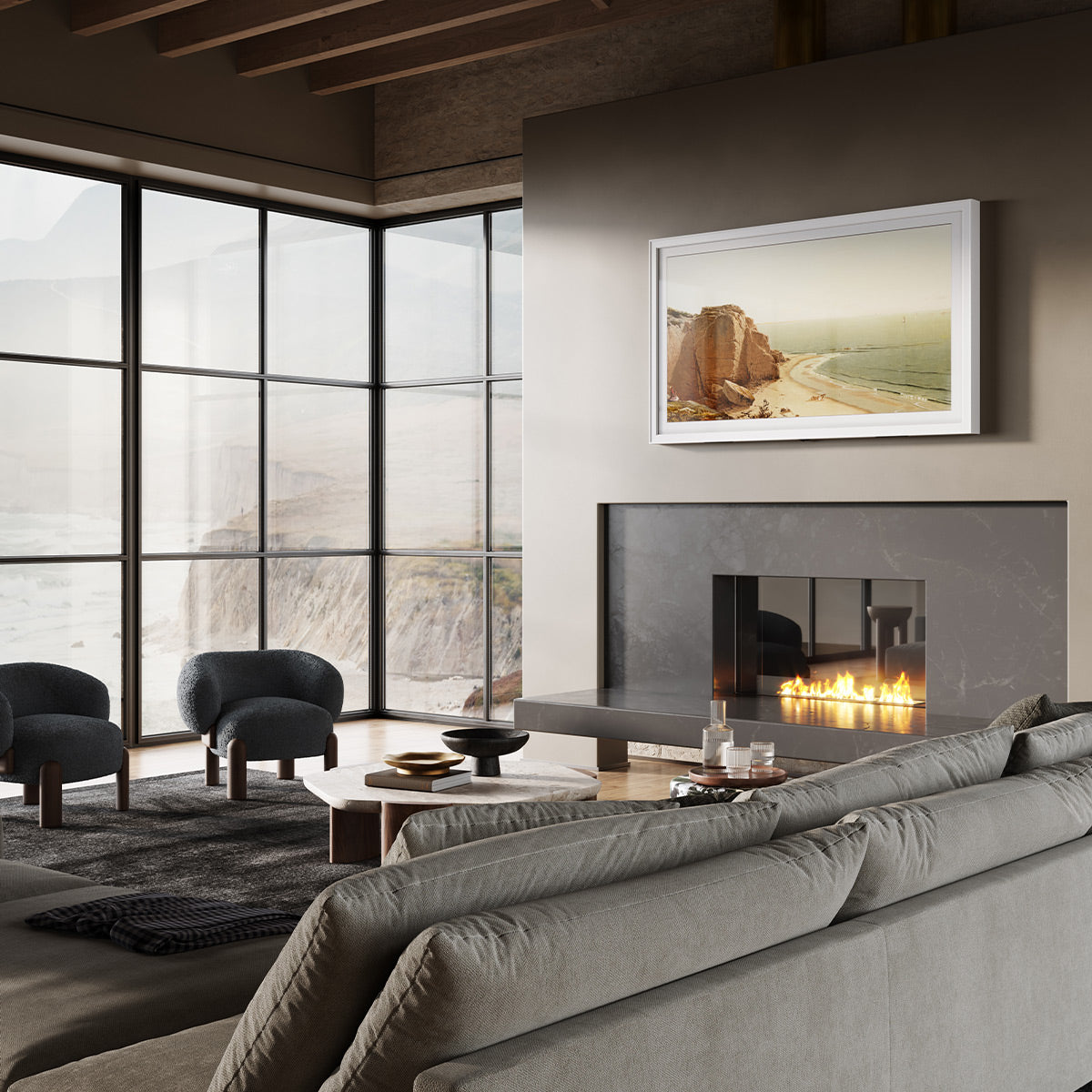 Leon 75" StudioFrame for Sony Bravia XR-75X93L Display (Studio Grain White)