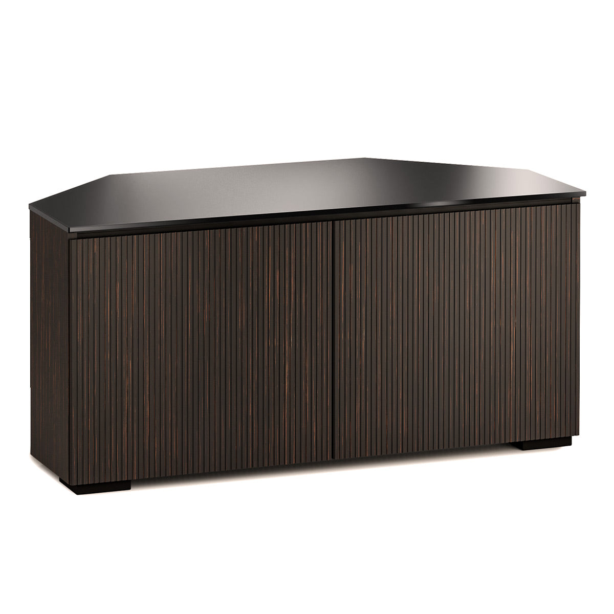 Salamander Chameleon Collection Manhattan 221 Corner AV Cabinet (Maro Ebony Doors and Sides, Black Glass Top)