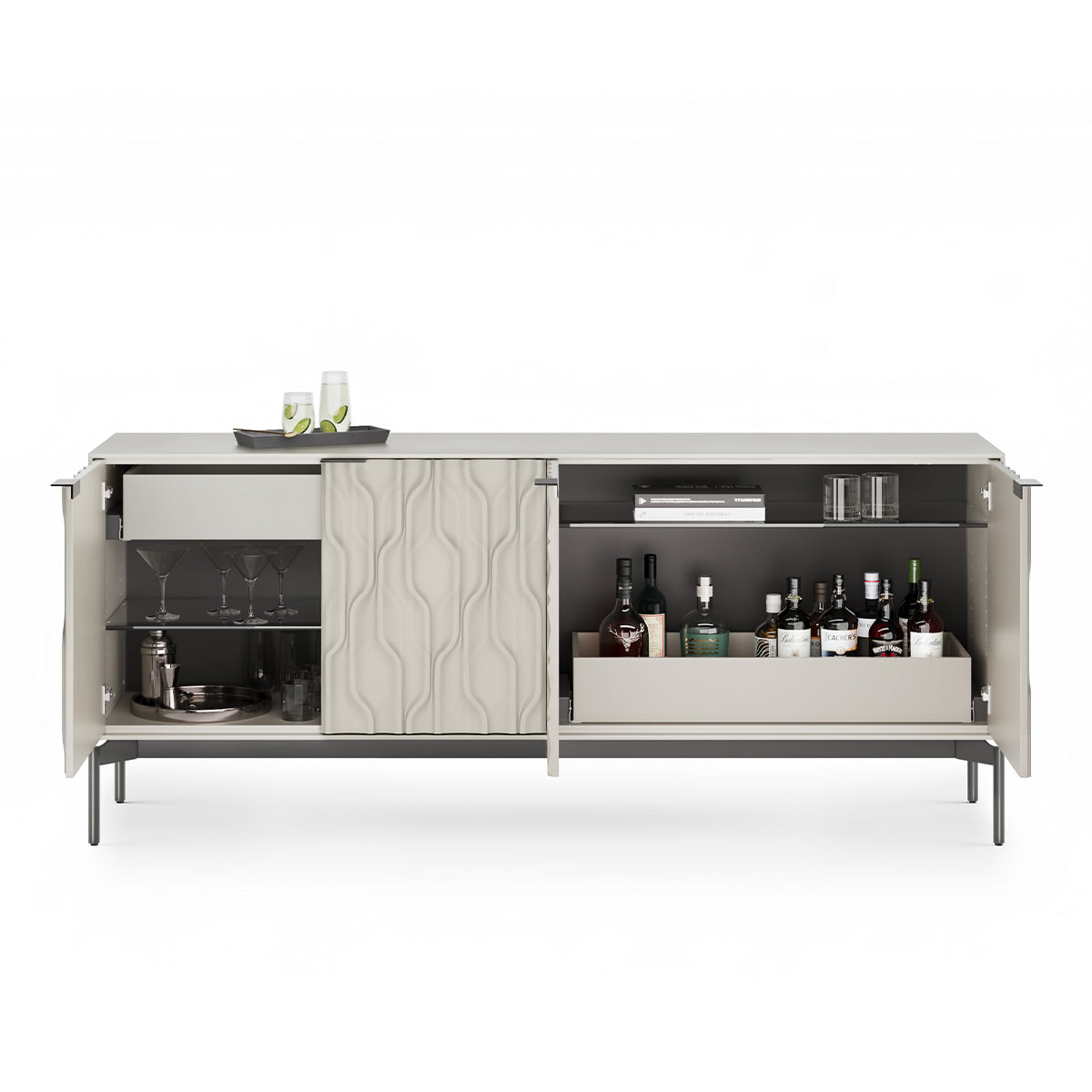 BDI Mesa 7639 4-Door Credenza (Stone with Carbon Base)