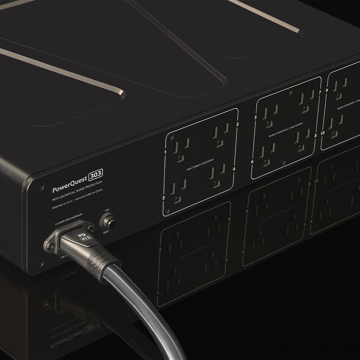 AudioQuest PowerQuest 303 12-Outlet Surge Protector and Power Conditioner with AudioQuest Monsoon 1.0m High-Current 15 AMP AC Power Cable