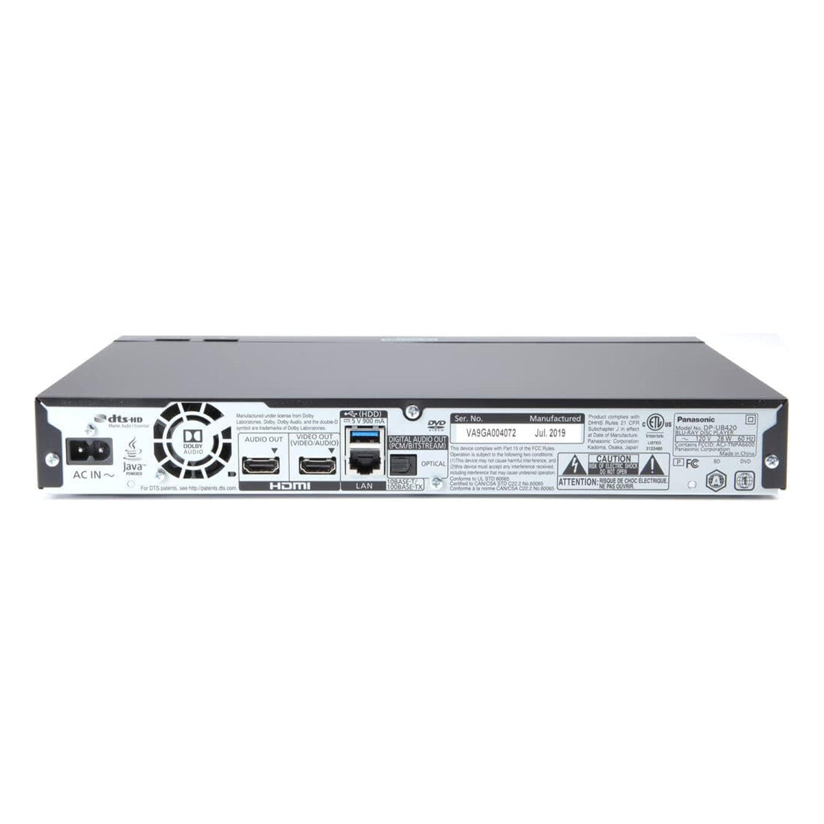 Panasonic DP-UB420-K 4K Ultra HD Blu-ray Player with HDR10+ and HLG Playback