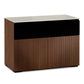 Salamander Chameleon Collection Manhattan 329 Speaker Integrated Twin AV Cabinet (Medium Walnut Doors and Sides, Matte Taupe Glass Top)
