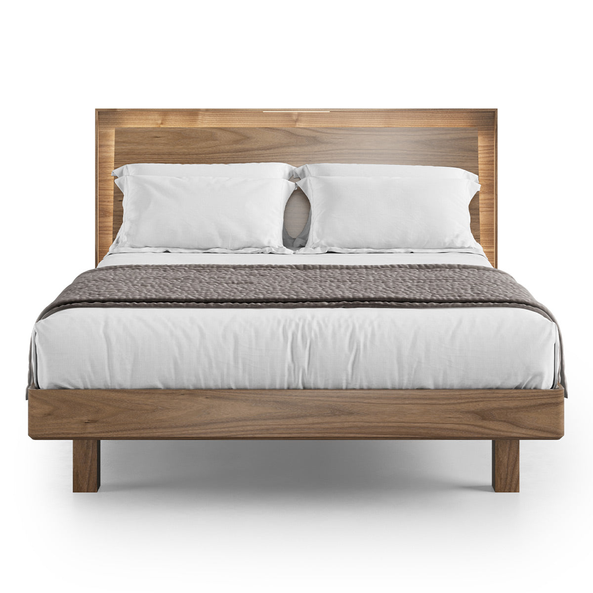 BDI KAVA Bedroom 9617 Queen Bed Frame with Built-In LEDs (Walnut)