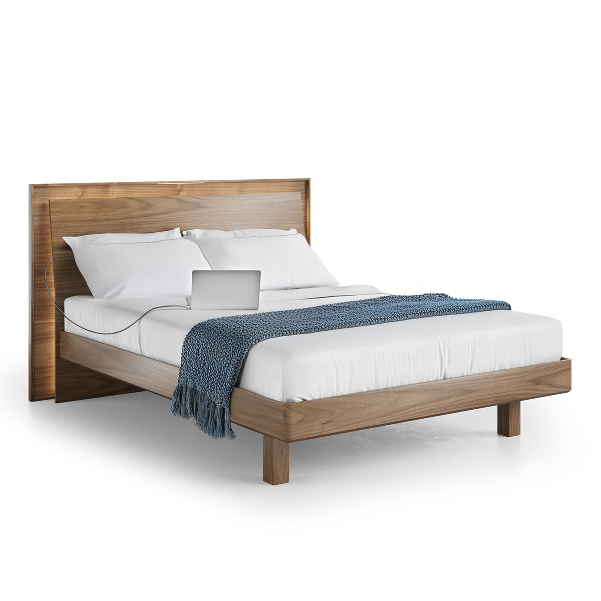 BDI KAVA Bedroom 9617 Queen Bed Frame with Built-In LEDs (Walnut)