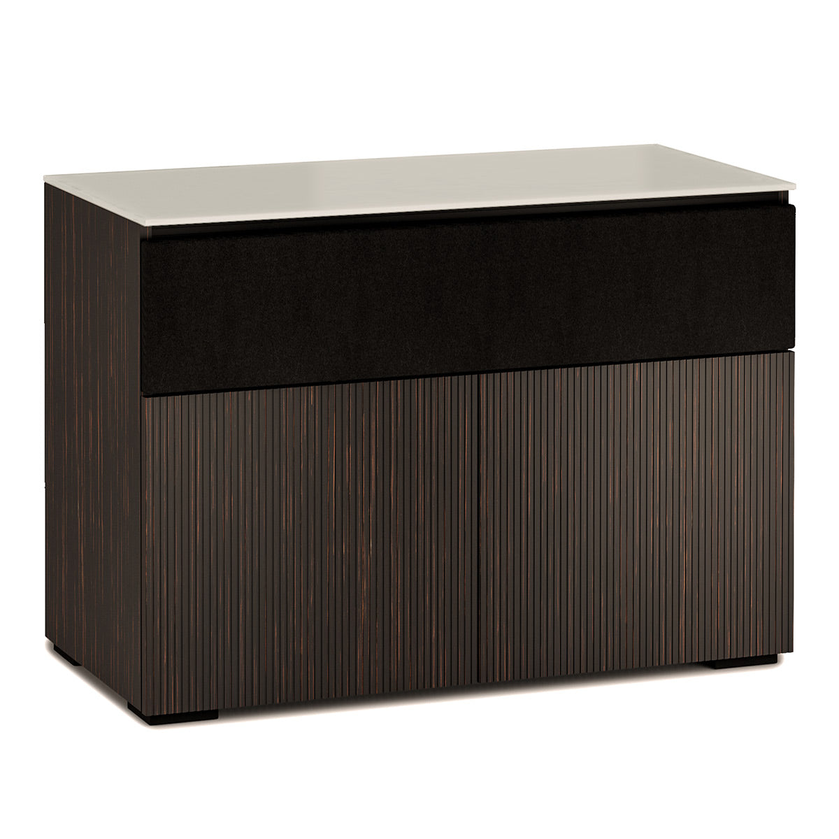 Salamander Chameleon Collection Manhattan 329 Speaker Integrated Twin AV Cabinet (Maro Ebony Doors and Sides, Matte Taupe Glass Top)