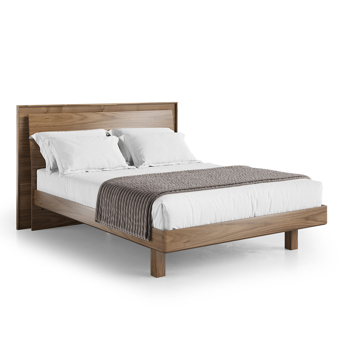 BDI KAVA Bedroom 9617 Queen Bed Frame with Built-In LEDs (Walnut)