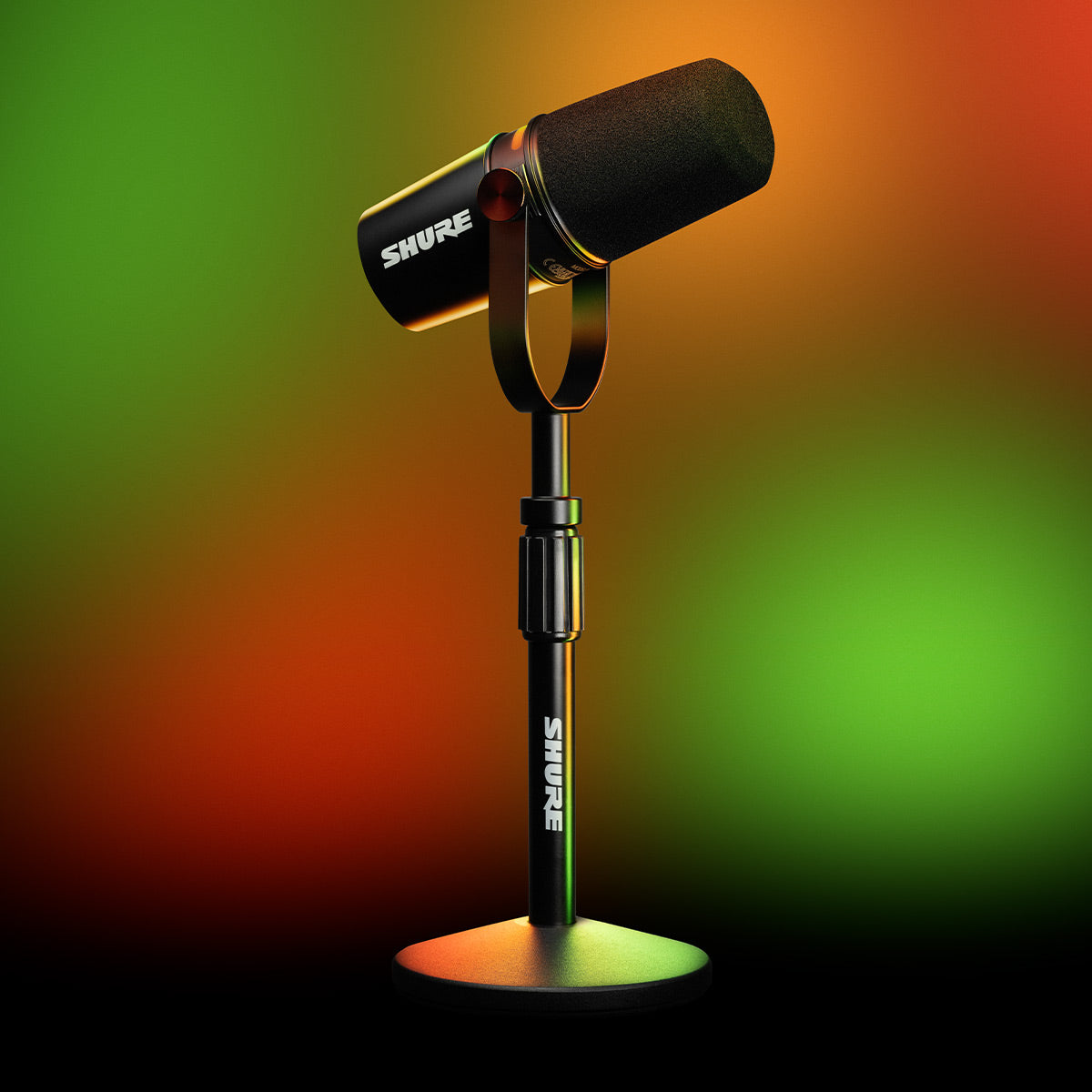 Shure MV7+ Hybrid Output USB-C & XLR Podcast Microphone & Desktop Stand (Black)