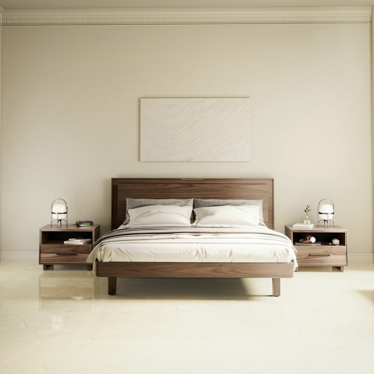 BDI KAVA Bedroom 9617 King Bed Frame with Built-In LEDs (Walnut)