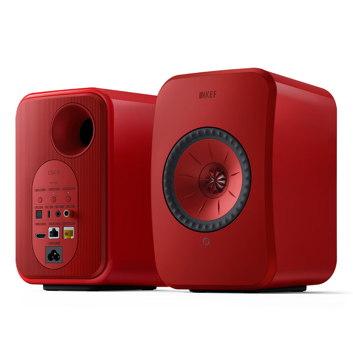KEF LSX II Bookshelf Speakers - Pair (Lava Red)