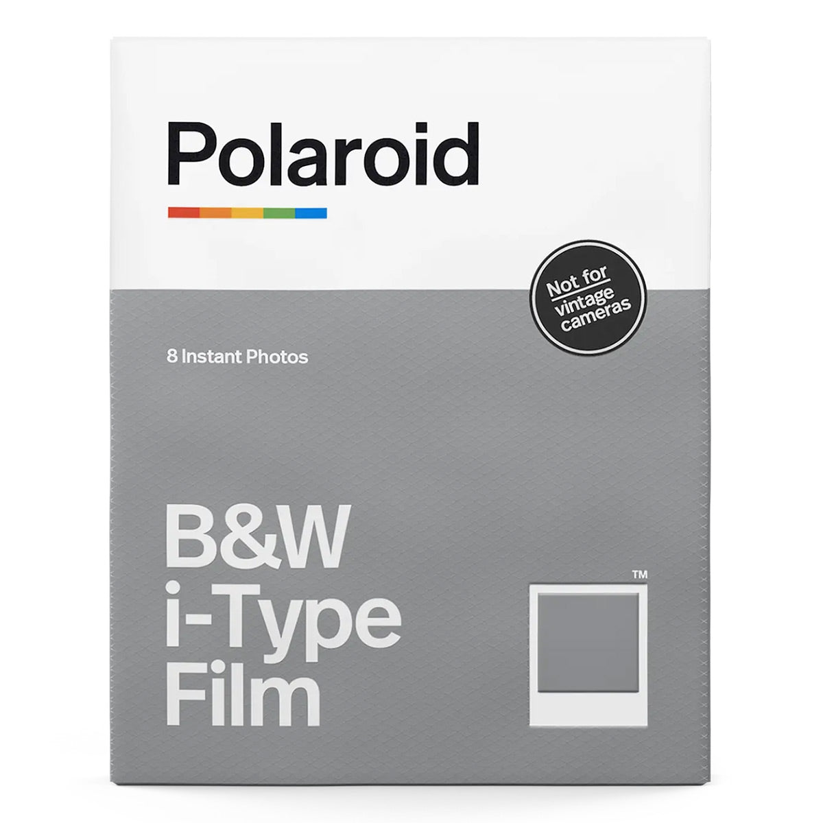 Polaroid B&W i-Type Film 8 Instant 3 x 3 Photographs for Now, Now+, Lab, OneStep 2, and OneStep+ Cameras