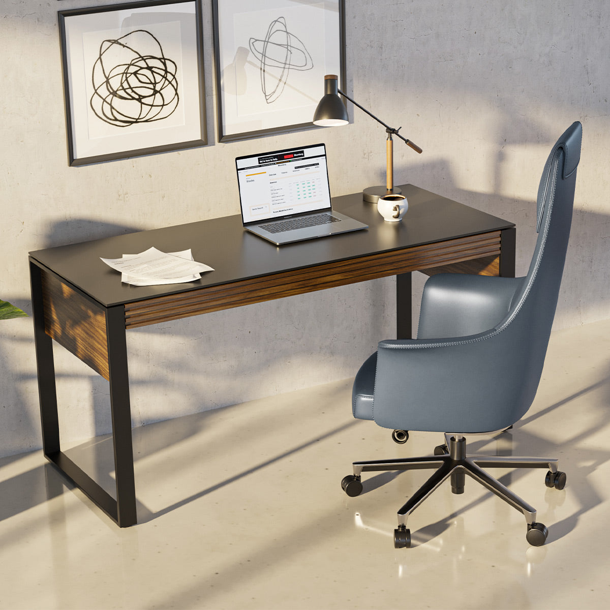 BDI Bolo 3531 Executive Leather Office Chair (Ocean)
