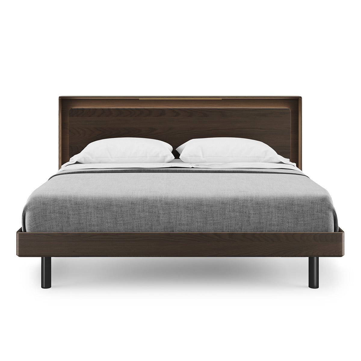 BDI Up-LINQ 9119 King Size Bed with Dual-Level Headboard, Dimmable Accent Lighting, and Integrated Power Stations (Toasted Oak)