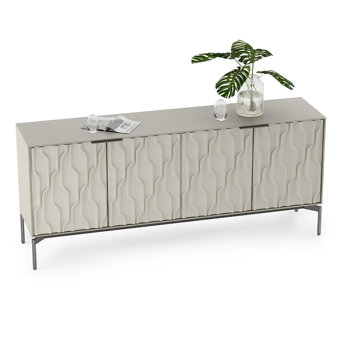 BDI Mesa 7639 4-Door Credenza (Stone with Carbon Base)