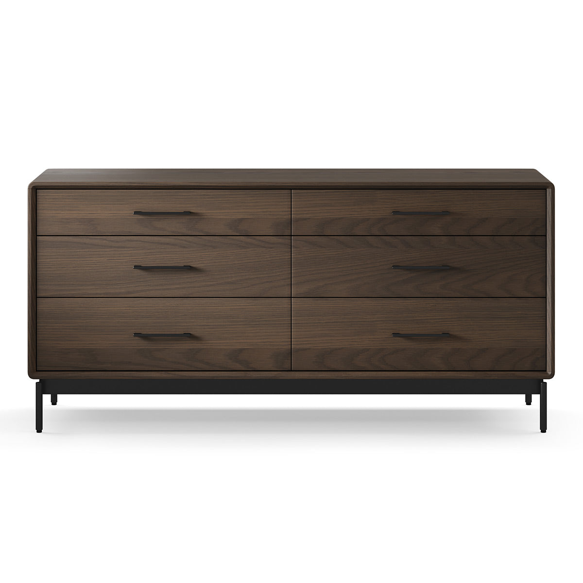 BDI LINQ 9186 Dresser with 6 Self-Closing Drawers and Metal Base (Toasted Oak)