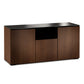 Salamander Chameleon Collection Manhattan 336 Triple Speaker Integrated AV Cabinet (Medium Walnut Doors and Sides, Black Glass Top)