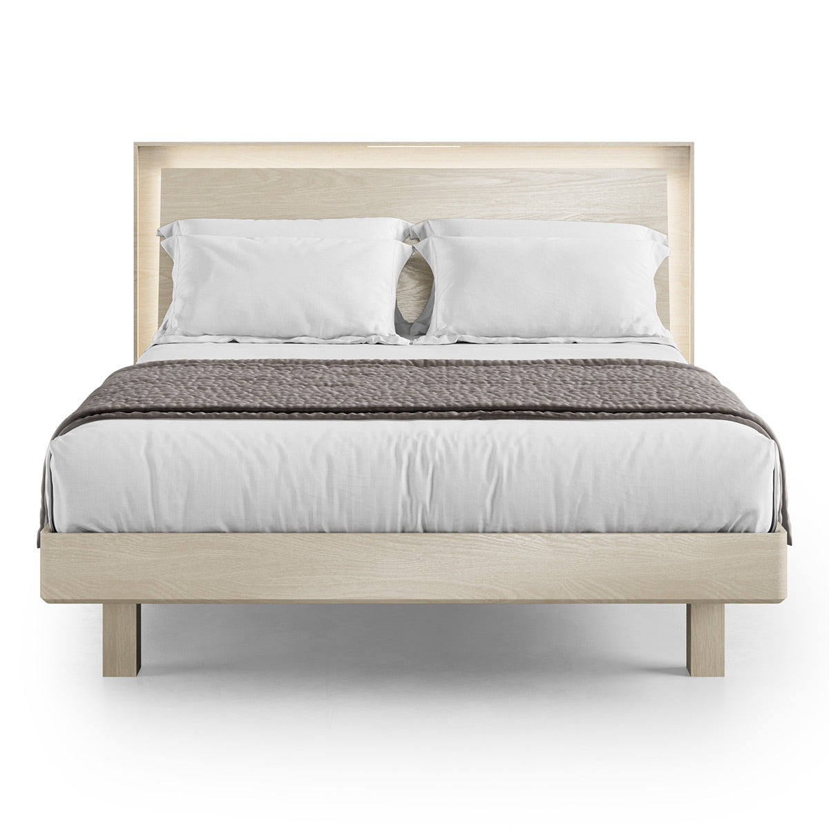 BDI KAVA Bedroom 9617 Queen Bed Frame with Built-In LEDs (Washed Oak)