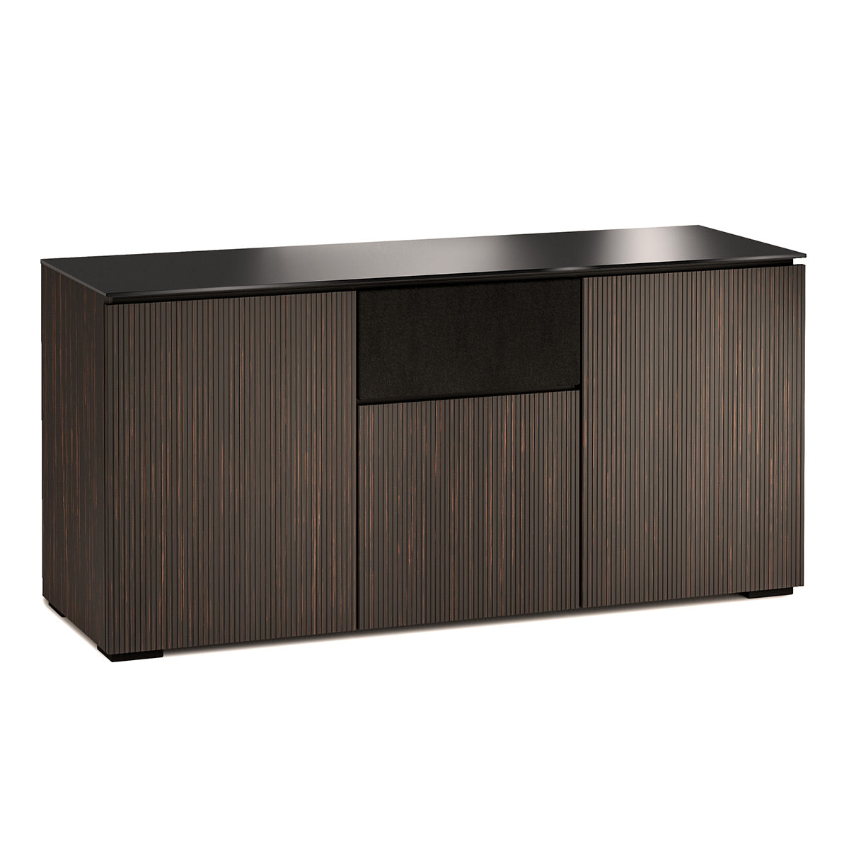 Salamander Chameleon Collection Manhattan 336 Triple Speaker Integrated AV Cabinet (Maro Ebony Doors and Sides, Black Glass Top)